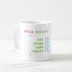 while alive - eat sleep code repeat - Coding Pun Coffee Mug