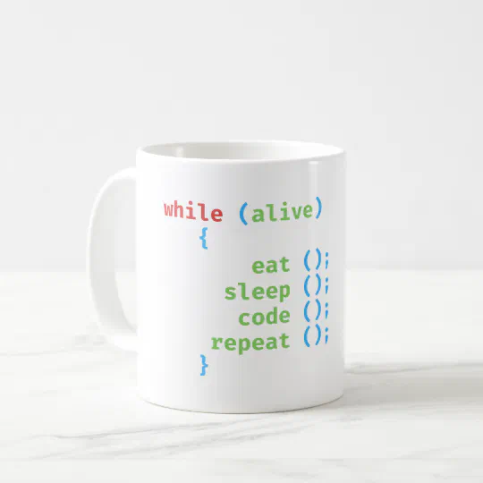 while alive - eat sleep code repeat - Coding Pun Coffee Mug