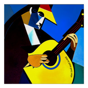 While my guitar gently weeps Cubist guitarist Poster