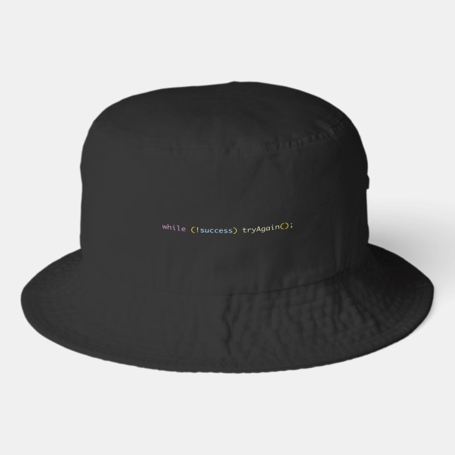 While Not Success Try Again-Programming Humor Gift Bucket Hat (Front)