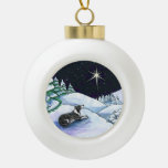 While Shepherds Watched Ornament...blk &amp; Wht Es Ceramic Ball Christmas Ornament at Zazzle