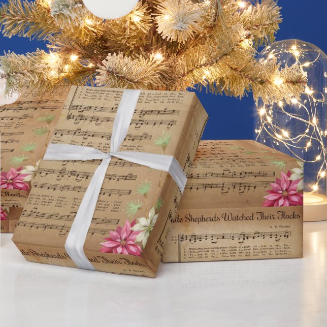 While Shepherds Watched Their Flocks Christmas Wrapping Paper (Holidays)