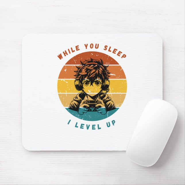 While You Sleep I Level Up Mousepad (With Mouse)