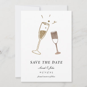 Whimcial Champagne Save the Date Invitation