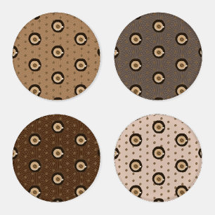 Whimiscal Coffee Barista Gift Brown Coaster Set
