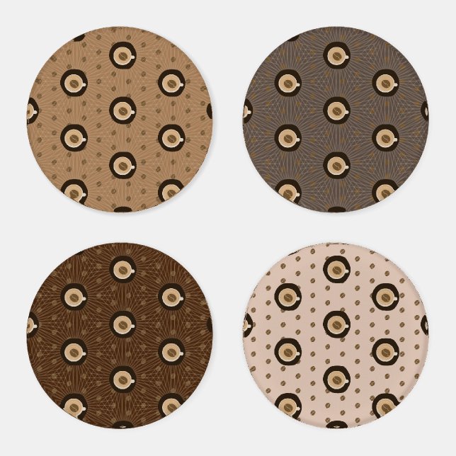 Whimiscal Coffee Barista Gift Brown Coaster Set (Set)