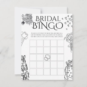 Whimiscal Doodle Wedding Bridal Shower Bingo Game Note Card