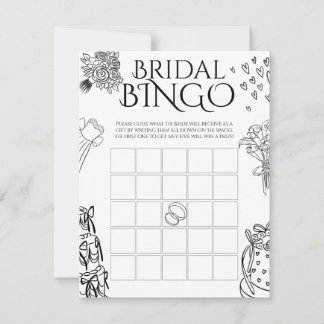 Whimiscal Doodle Wedding Bridal Shower Bingo Game Note Card