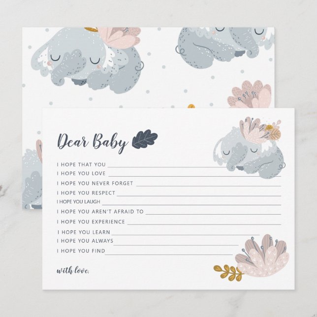 Whimiscal Elephant flowers wishes for baby Holiday Card (Front/Back)