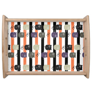 Whimiscal Halloween Cute Cats with Spots Serving Tray