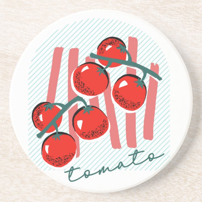 Whimiscal Italy Tomatoes Pattern Coaster (Front)