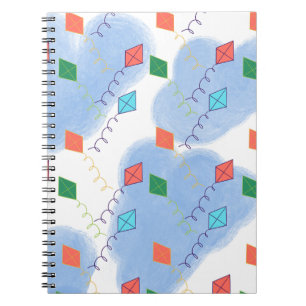 Whimiscal Kites Multicolored Sky Pattern Notebook