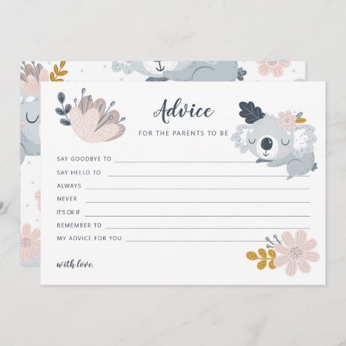 Whimiscal Koala flowers Advice for parents to be Holiday Card