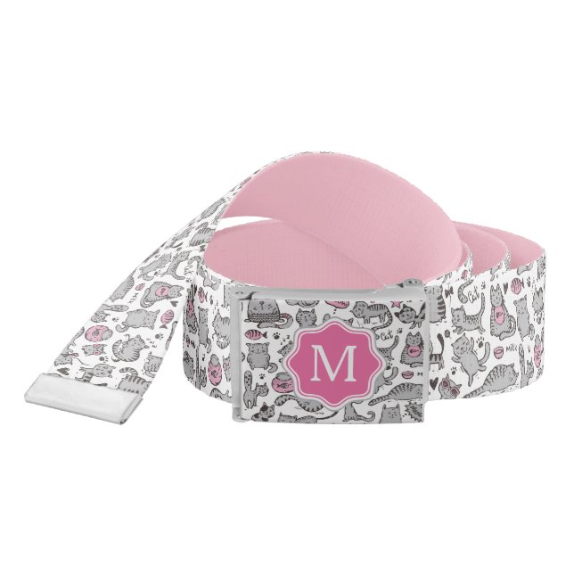 Whimiscal Pink and Gray Cartoon Cat Gift Ideas Belt (Snake)