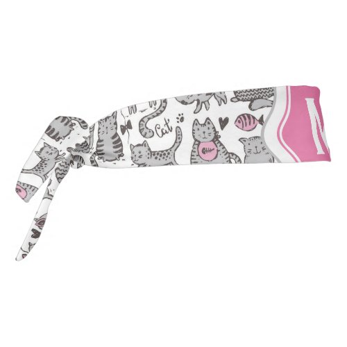 Whimiscal Pink and Gray Cartoon Cat Gift Ideas Tie Headband