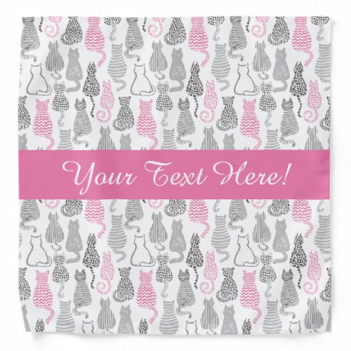Whimiscal Pink and Gray Sketch Cat Gift Ideas Bandana