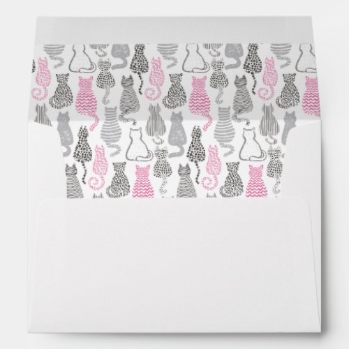 Whimiscal Pink and Gray Sketch Cat Gift Ideas Envelope