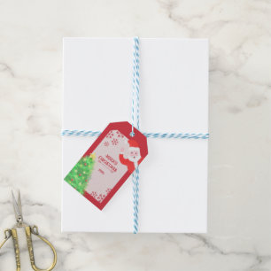 whimiscal santa claus pine tree merry christmas gift tags