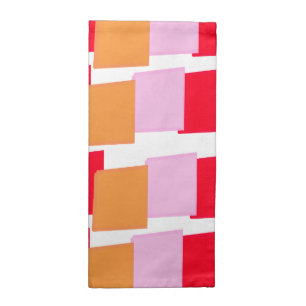 Whimiscal Squares Red Orange Pink  Cloth Napkin