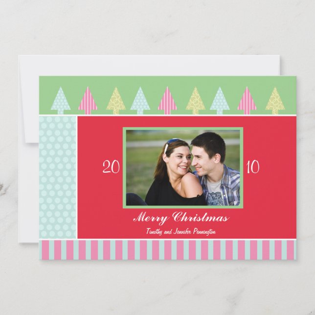 Whimiscal trees christmas holiday photo card (Front)