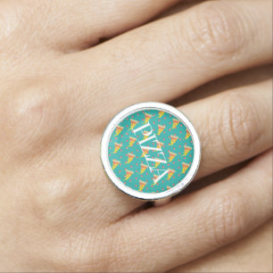 Whimisical Cheese Pizza Pepperoni Junk Food Teen Ring