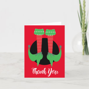 Whimisical Christmas Elf Feet Heels Letterpress Thank You Card