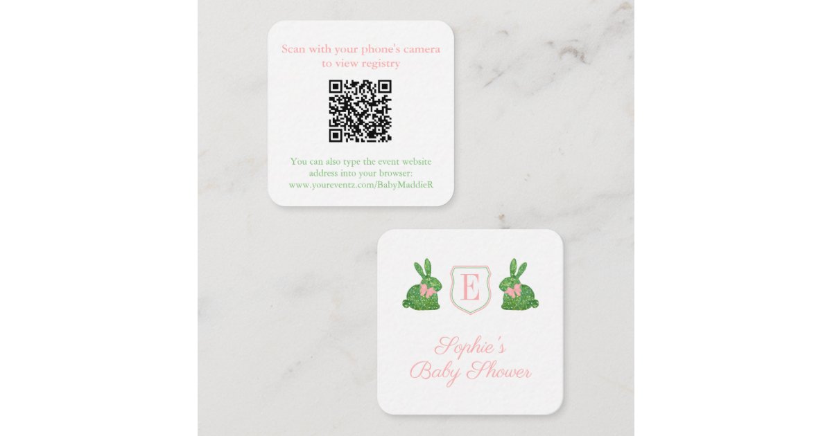 Whimisical Hand Painted Boxwood Bunny QR Code Enclosure Card | Zazzle