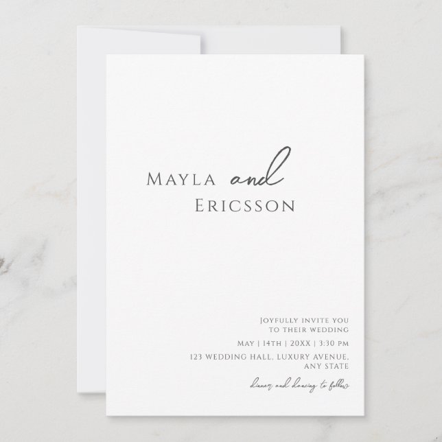 Whimisical Minimalist Casual Photo Script Wedding Invitation (Front)