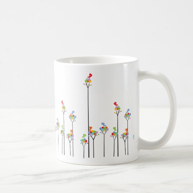 Whimscal Tweet Birds & Colorful Dotted Trees Mug (Right)