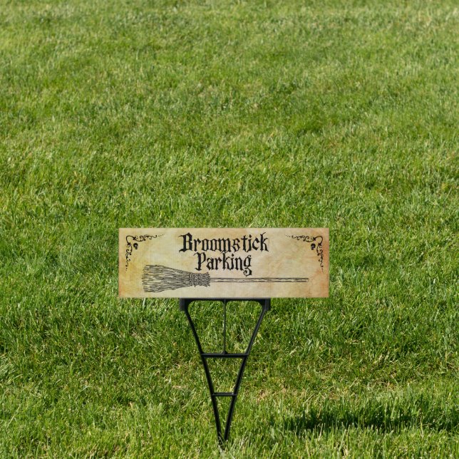 Whimscal Witchy Broomstick Parking Sign (Insitu)