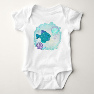 Whimsey Aquarium 2 Folk Art BABY BOY GIRL Baby Bodysuit