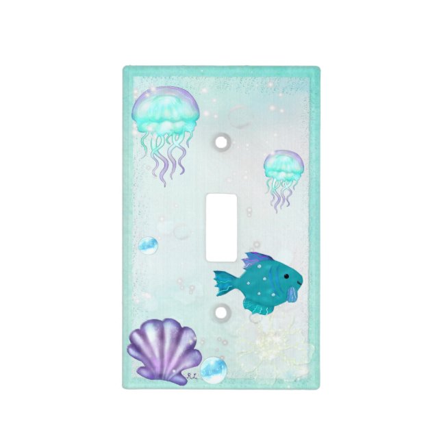 Whimsey Aquarium 2 Folk Art NURSERY KIDS Light Switch Cover (Front)