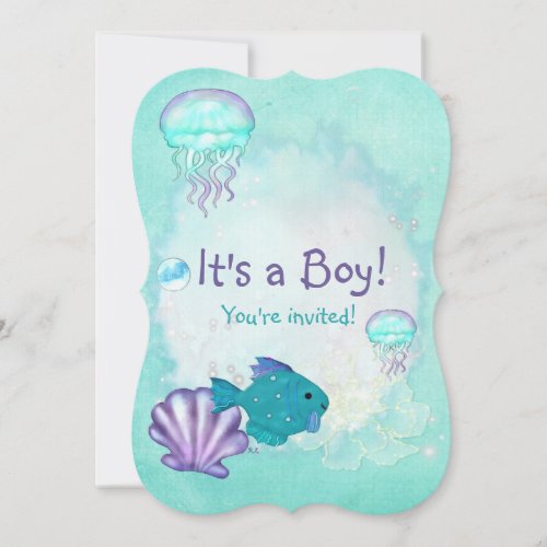 Whimsey Aquarium 2 ITS A BABY BOY GIRL SHOWER Custom Announcement