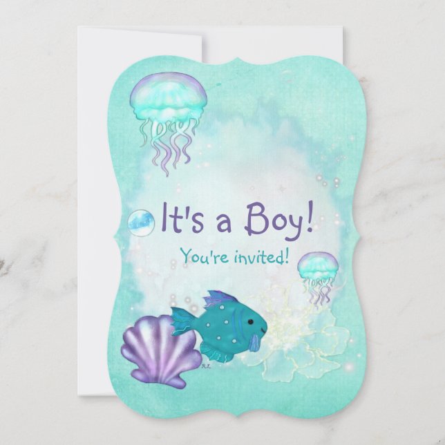 Whimsey Aquarium 2 ITS A BABY BOY GIRL SHOWER Invitation (Front)