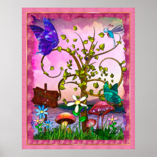 Whimsey Gardens Fantasy Art Poster