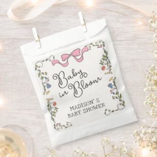 Whimsica Garden Party Doodle Floral Baby Shower Favor Bag