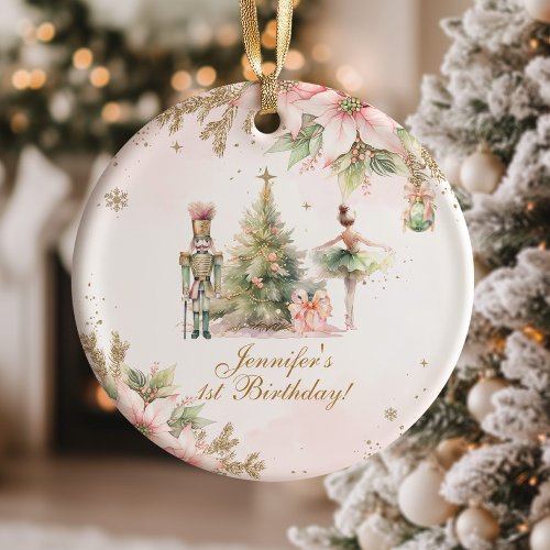 Whimsical 1st Birthday gold foil snowflakes Ornament