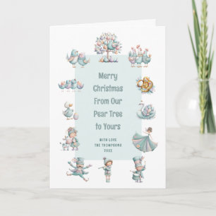 Whimsical 2027 Calendar 12 Days Christmas Folded Holiday Card