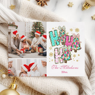 Whimsical 2 Photo  Ho Ho Ho Christmas Family  Holiday Card
