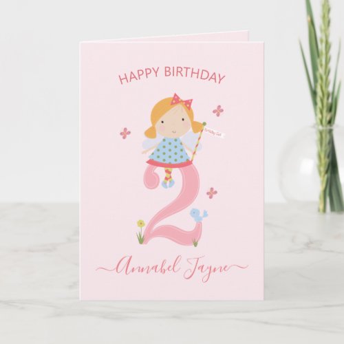 Whimsical 2nd, birthday fairy, girls cute pink