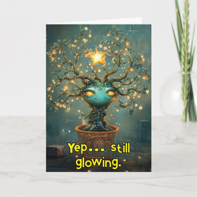 *~* Whimsical 40 Glow Funny Magical Christmas AP97 Thank You Card (Front)