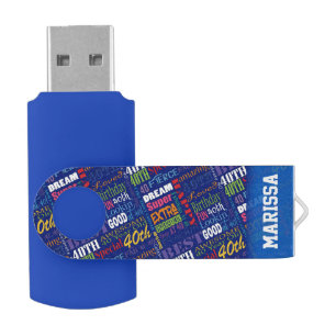 Whimsical 40th Birthday Party Name Monogram Flash Drive