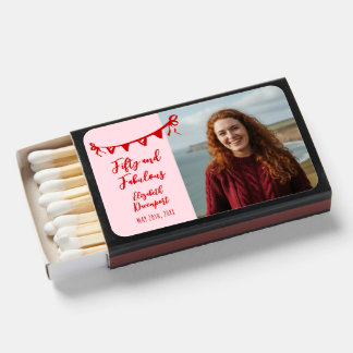 Whimsical 50 and Fabulous Doodle Birthday Photo Matchboxes