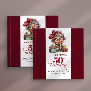 Whimsical 50th birthday lady sign in memory book