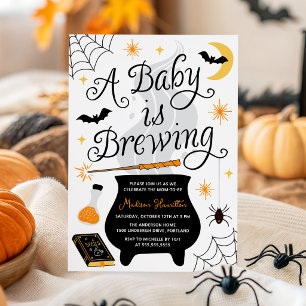 Whimsical A Baby Is Brewing Halloween Baby Shower Invitation