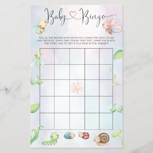 Whimsical A Little Love Bug Rainbow Baby Bingo Flyer