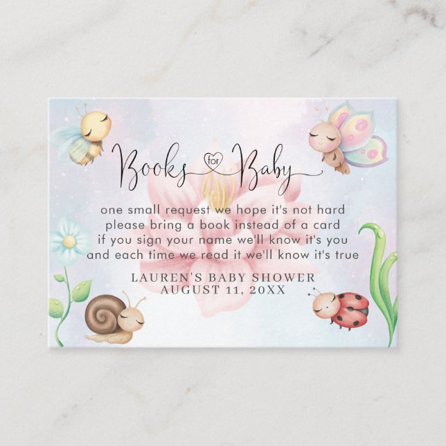 Whimsical A Little Love Bug Rainbow Books For Baby Enclosure Card (Front)