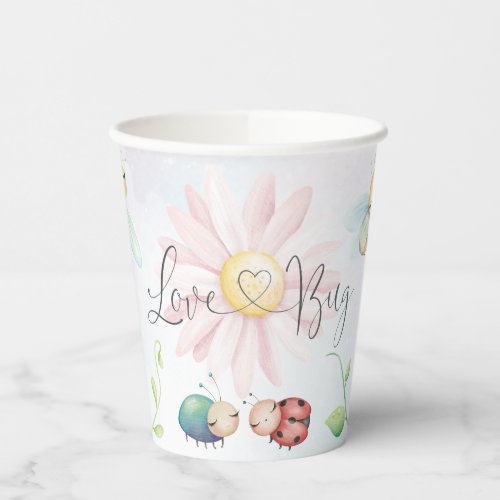 Whimsical A Little Love Bug Rainbow Bridal Shower Paper Cups