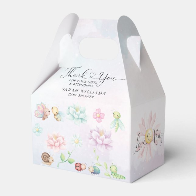 Whimsical A Little Love Bug Rainbow Favor Boxes (Front Side)