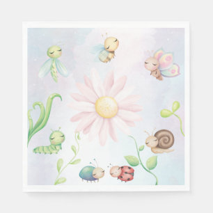 Whimsical A Little Love Bug Rainbow Napkins
